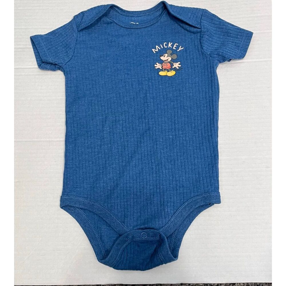 Disney Baby Blue Ribbed Mickey Mouse Bodysuit   Boys Size 18 Months